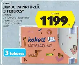 ALDI Kokett Jumbo Papírtörlő, 3 Tekercs ajánlat