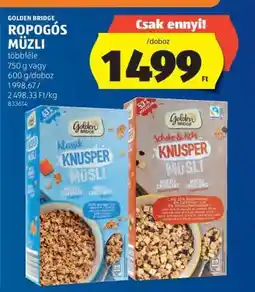 ALDI GOLDEN BRIDGE Ropogós Müzli ajánlat