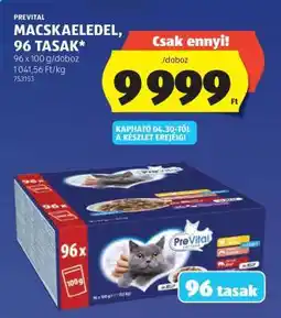 ALDI Prevital Macskaeledel, 96 tasak ajánlat