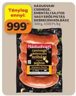 Auchan Nádudvari csemege, ementálsajtos vagy erős pistás debreceni kolbász ajánlat