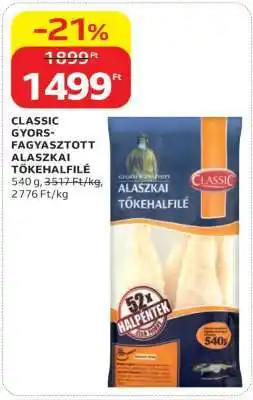 Auchan CLASSIC GYORSFAGYASZTOTT ALASZKAI TŐKEHALFILÉ ajánlat