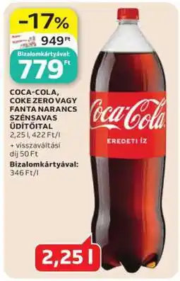 Auchan Coca-Cola, Coke Zero vagy Fanta Narancs Szénsavas Üdítőital ajánlat