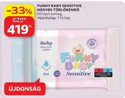 Auchan FUNNY BABY SENSITIVE NEDVES TÖRLŐKENDŐ ajánlat