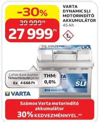 Auchan VARTA DYNAMIC SLI MOTORINDÍTÓ AKKUMULÁTOR ajánlat