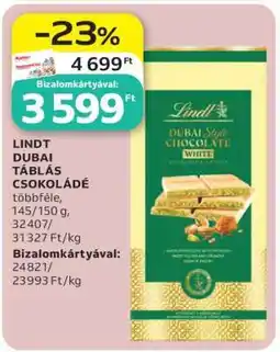 Auchan LINDT DUBAI TÁBLÁS CSOKOLÁDÉ ajánlat