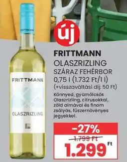Spar FRITTMANN OLASZRIZLING SZÁRAZ FEHÉRBOR ajánlat