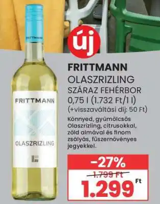 FRITTMANN OLASZRIZLING SZÁRAZ FEHÉRBOR