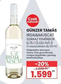 Spar Günzer Tamás Irsai & Muscat ajánlat