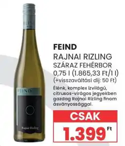 Spar Feind Rajnai Rizling Száraz Fehérbor ajánlat