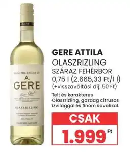 Spar Gere Attila Olaszrizling Száraz Fehérbor ajánlat
