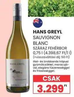 Spar HANS GREYL SAUVIGNON BLANC ajánlat