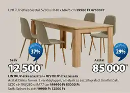 JYSK LINTRUP étkezőasztal + BISTRUP étkezőszék ajánlat