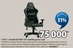JYSK TYPE Z – RAZER EDITION BY LEGEND gamer szék ajánlat