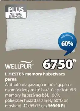 JYSK WELLPUR LIHESTEN memory habszivacs párna ajánlat
