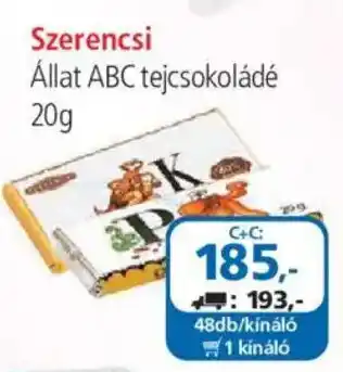ÁRKLUB Szerencsi Állat abc tejcsokoládé ajánlat