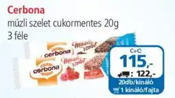 ÁRKLUB Cerbona müzli szelet cukormentes ajánlat