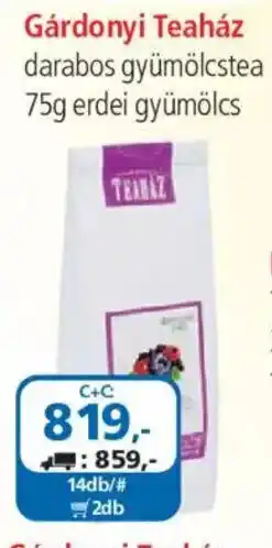 ÁRKLUB Gárdonyi Teaház gyümölcstea ajánlat