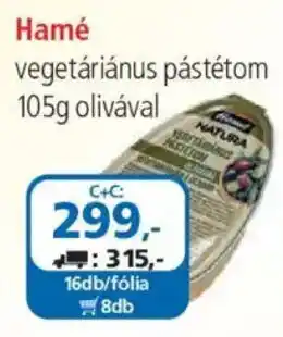 ÁRKLUB Hamé vegetáriánus pástétom ajánlat