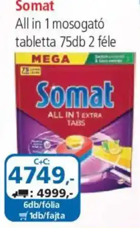 ÁRKLUB Somat All in 1 mosogató tabletta ajánlat