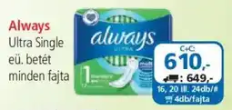 ÁRKLUB Always Ultra Single eü. Betét ajánlat