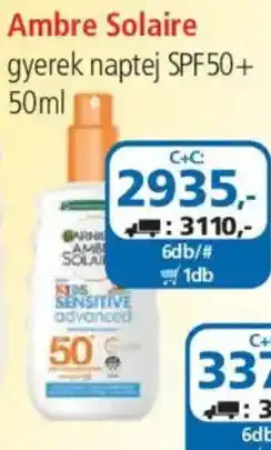 ÁRKLUB Ambre Solaire gyerek naptej SPF50+ ajánlat