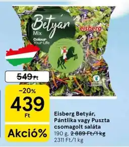 Tesco Eisberg Betyár, Pántlika vagy Puszta csomagolt saláta ajánlat