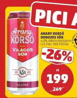 PENNY Arany Korsó Dobozos Sör ajánlat