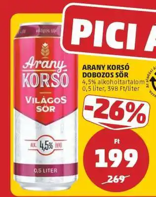 PENNY Arany Korsó Dobozos Sör ajánlat
