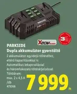 Lidl PARKSIDE Dupla akkumulátor gyorsöltő ajánlat