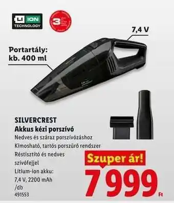 SILVERCREST Akkus kézi porszívó