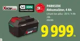 Lidl PARKSIDE Akkumulátor, 4 Ah ajánlat