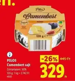 Lidl PILOS Camembert sajt ajánlat
