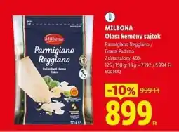Lidl MILBONA Olasz kemény sajtok ajánlat