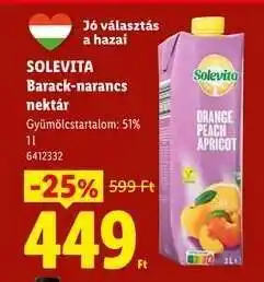 Lidl SOLEVITA Barack-narancs nektár ajánlat