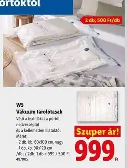 Lidl W5 Vákuum tárolótasak ajánlat