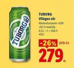 Lidl TUBORG Világos sör ajánlat