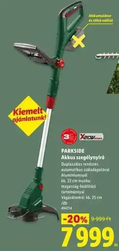 Lidl PARKSIDE Akkus szegélynyíró ajánlat