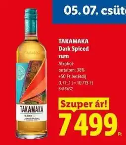 Lidl Takamaka Dark Spiced Rum ajánlat