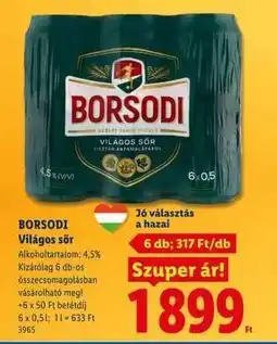 Lidl BORSODI Világos sör ajánlat