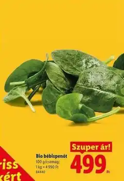 Lidl Bio bébispinót ajánlat