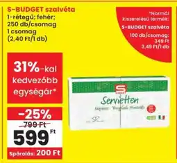 Interspar S-BUDGET szalvéta ajánlat