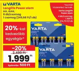 Interspar VARTA Longlife Power elem ajánlat