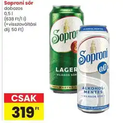 Spar Soproni sör ajánlat