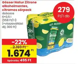 Spar Market Gösser Natur Zitrone alkoholmentes, citromos sörpack ajánlat
