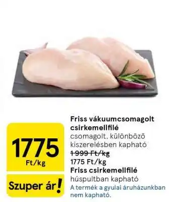 Friss vákuumcsomagolt csirkemellfilé
