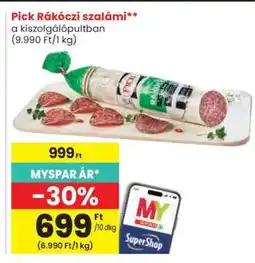 Spar PICK Rákóczi szalámi ajánlat