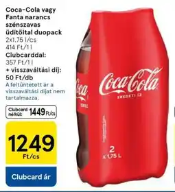 Tesco Coca-Cola vagy Fanta narancs szénsavas üdítőital duopack ajánlat