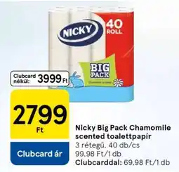 Tesco Nicky Big Pack Chamomile scented toalettpapír ajánlat
