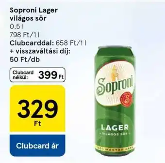 Tesco Soproni Lager világos sör ajánlat