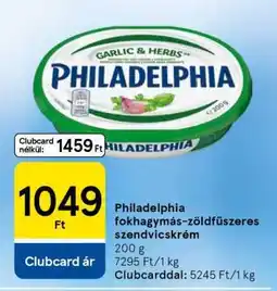Tesco Philadelphia fokhagymás-zöldfűszeres szendvicskrém ajánlat